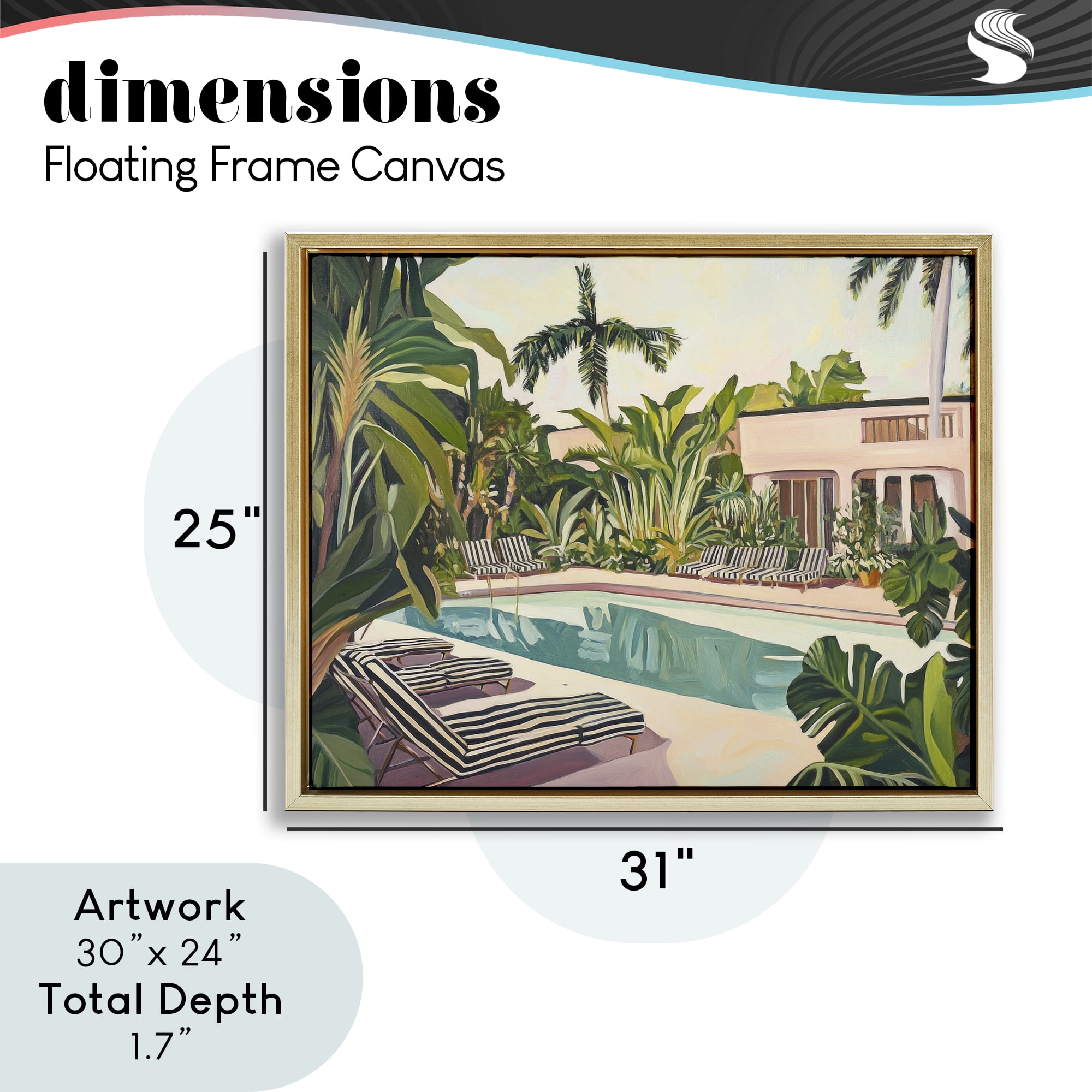 Stupell Industries Poolside Resort Lounge Chairs Gold Framed Floater Canvas Wall Art, design by Sisi and Seb