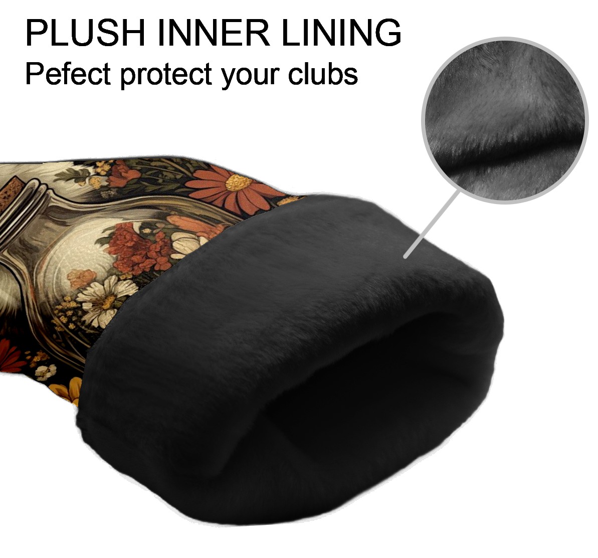 Golf Club Covers PU Leather Waterproof Head Covers for Fairway Woods Hybrids Cats And Flowers Unisex Fits Most Brands