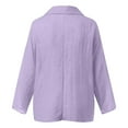 thumbnail image 5 of Womens Shirts Long Sleeve Cotton Linen Gauze Tops Casual V Neck Blouses Loose Fit Light Purple 3XL, 5 of 6
