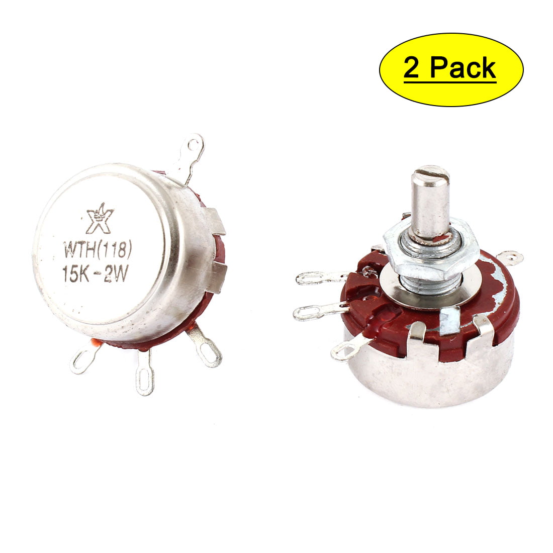 2.2K Ohm/2W Uxcell WH118-I Single Turn Rotary Taper Carbon Potentiometer 