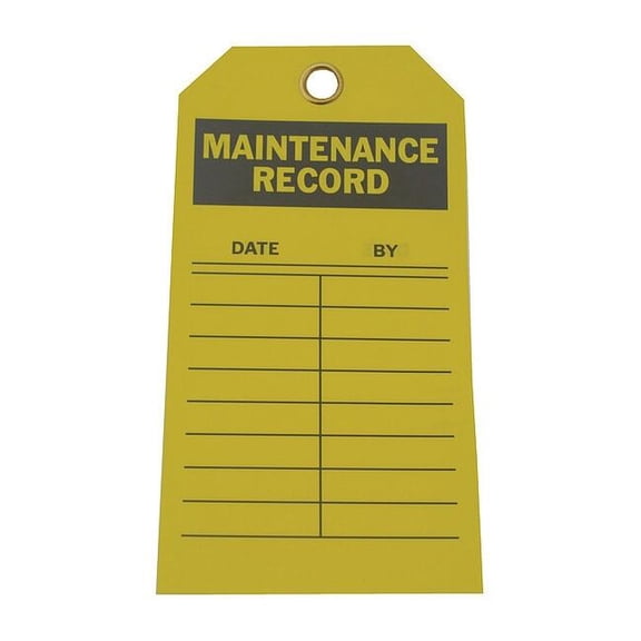 Tag, Maintenance, Polyester, 5 3/4 in H x 3 in W, Yellow, Rectangle, 10 PK