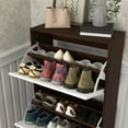 thumbnail image 2 of MAYEERTY Narrow Shoe Storage Cabinet with 3 Flip Drawers, Freestanding Organizer for Entryway, Walnut, 2 of 6