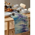thumbnail image 3 of Botanical Purple Burlap Cotton Table Runner 14x72 Inches Long, Oil Painting Eucalyptus Blue Ombr Farmhouse Table Runners, Outdoor Dining Tablecloths Decor for Baby Shower/Party/Wedding, 3 of 6