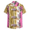 thumbnail image 3 of Camisa hawaiana de manga corta con cuello levantado para la playa para hombre, camisas informales con botones estampadas de verano Pompotops oipoqjl48710, 3 of 5