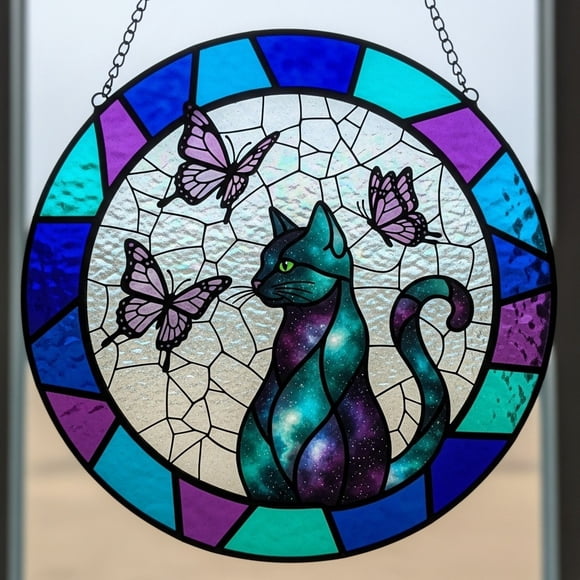 Cats Stained Glass Window Hanging