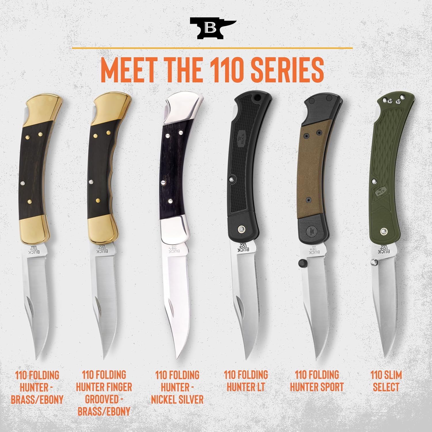 Buck Knives 110 Folding Hunter Knife, 3-3/4" Hunting Knife Blade, Nylon Handle, 3.2 oz