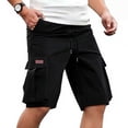 thumbnail image 2 of Lovzfmll Casual Fashion Multi-Pocket Elastic Waist Cargo Shorts for Men, Athletic Cargo Bermuda Shorts Black, L, 2 of 5