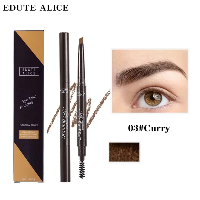 Heallor-lápiz de cejas mate resistente al agua, maquillaje de doble cabeza, duradero, negro, marrón, gris, no difuminado, tinte con pincel Cos