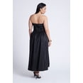 thumbnail image 3 of ELOQUII Women's Plus Size Pleated Ruffle Neckline Midi Dress, 3 of 5