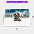 thumbnail image 5 of Hello Winter Dachshund Welcome Snowy Night Watercolor Vintage 7x5in Folded Greeting Card Wiener Dog Lover Gifts Idea Single Note Card with Envelope - 01011, 5 of 5