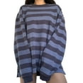 thumbnail image 1 of Mialoley Women?s Contrast Color Stripe Round Neck Long Sleeve Loose Sweatshirt, 1 of 5