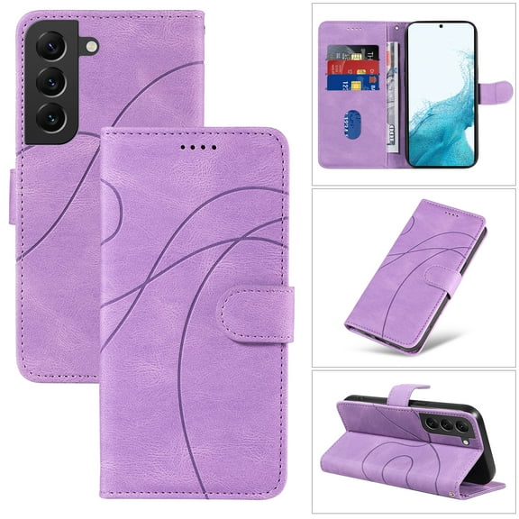 Dteck for Samsung Galaxy S21 FE Wallet Case, Premium PU Leather Flip Folio Card Holders Kickstand Book Folding Case with Detachable Wrist Strap Shockproof Protective Cover, purple