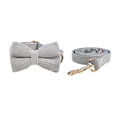 thumbnail image 1 of Light Grey Corduroy Dog Collar And Leash With Custom Engraved Nameplate, 1 of 17