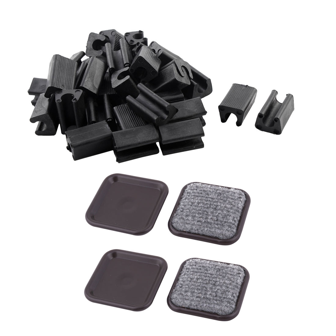 Square Furniture Anti-slip Foot Slider Moving Pad 4pcs+Chair Tubing Foot Floor Glides Caps Black ...