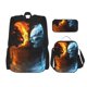 thumbnail image 1 of Disketp Red And Blue Fire Skull Warrior Mochila Estampada de Gran Capacidad con Lonchera y Estuche, Set de 3 Piezas para Estudiantes, 1 of 7