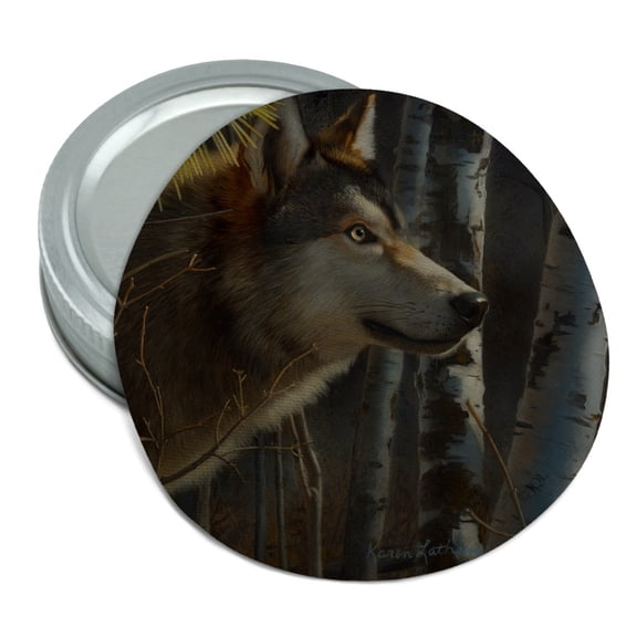 Wolf Looking Through the Woods Round Rubber Non-Slip Jar Gripper Lid Opener