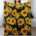 thumbnail image 3 of MDO Sunflower Gifts Blanket, Double Sided Print Throw Soft Warm Lightweight Blanket for Women Birthday Christmas, Home Living Room Decor Black 50"x60", 3 of 6