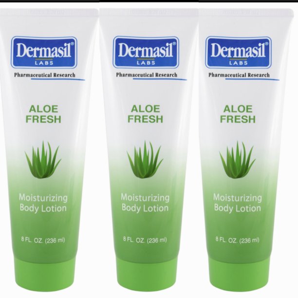 3 Dermasil Aloe Fresh Moisturizing Body Lotion,Paraben Free 8 oz. Tubes Each