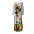 thumbnail image 4 of Robes d'Invité de Mariage pour Femmes Aguichant Robe Longue Imprimée Numérique Col en V avec Poches Robe à Manches Longues Robe à Manches Longues en Liquidation, 4 of 5