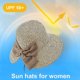 thumbnail image 4 of Circunferencia del sombrero 52-58 cm Sombrero de playa con sombrilla para mujer Arco dividido Protector solar de viaje de moda Sombrero de paja con borde grande, 4 of 5