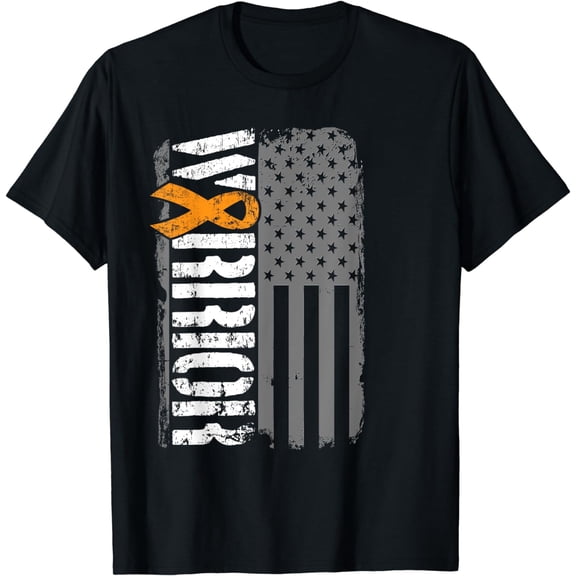 Kidney Cancer Warrior - Sideways Awareness Ribbon USA Flag T-Shirt