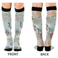 thumbnail image 4 of FORMRS Womens Knee High Socks Casual Long Thick Travel Daily Wear, 1 Pair, Green Floral Cranes Pattern, 4 of 6