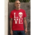 thumbnail image 3 of Love Skull Couples Halloween Gothic Costume Skeleton Head Unisex Men's T-shirt, XL, Red, 3 of 6