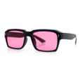 thumbnail image 4 of Hipster Gentleman Rectangular Mens Retro Vintage Vibe Plastic Sunglasses Black - Pink, 4 of 8