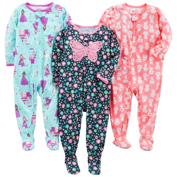 Pijamas Simple Joys de Carter's Baby Girls, paquete de 3, 24 meses