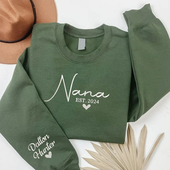 Embroidered Nana Est 2024 Sweatshirt, Gift For Grandma, Grandma, Unisex Sweatshirt, LINHKHA