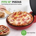 thumbnail image 2 of NutriChef Countertop Pizza Maker | 1500W Non-Stick Electric Pizza Cooker | Make 12" Personal Pizzas, Eggs, Toast & More | Cool-Touch Handles, Compact & Space-Saving | Temp Range 175-400°F | Red, 2 of 5