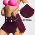 thumbnail image 5 of Attraco High Waisted Swim Skirt For Women Split Sporty Drawstring Skirted Swim Bottom with Built-in Panty, 5 of 8