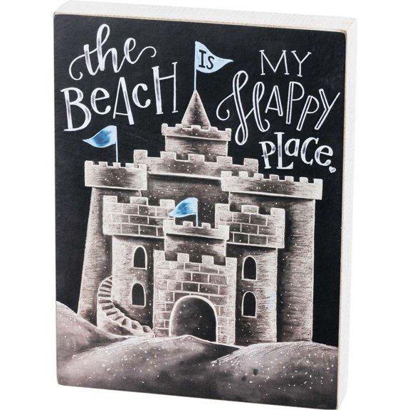 Primitives Beach Happy Place Box Sign