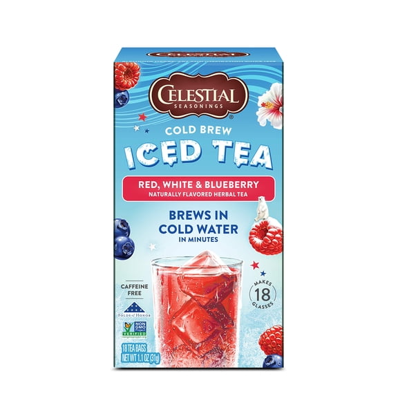Pack of 2 - Celestial Seasonings Cold Brew Red, White & Blueberry Iced Tea Bags 18 Tea Bags