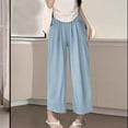 thumbnail image 2 of Bixock Women's Wide Leg Pants,Casual Loose Pants,Women Lightweight Solid Color High Waisted Loose Straight Soft Daily Leisure Wear Pants, 2 of 5