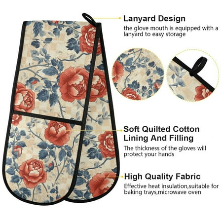 

BZSMCE Oven Mitts Timeless Rose Garden Creative Pattern Resistant Kitchen Gloves