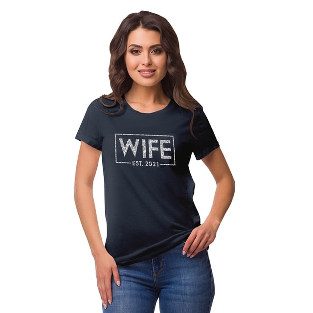 Inkdotpot Personalized Womens Tshirt Top Wife WeddingAnnouncement Shirt-R2