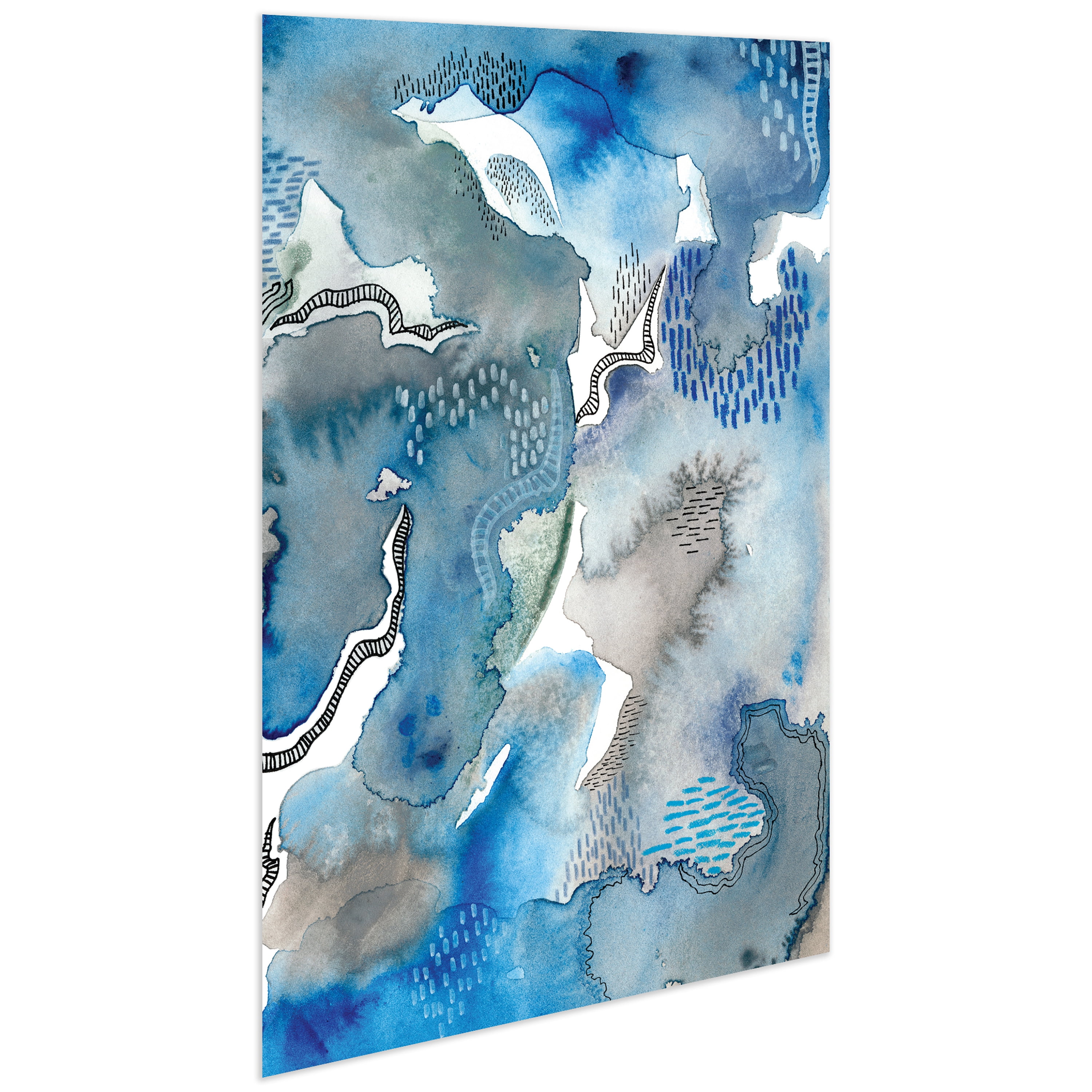 Empire Art Direct Subtle Blues II Frameless Free Floating Tempered Glass Panel Graphic Wall Art, 32" x 48" x 0.2", Ready to Hang