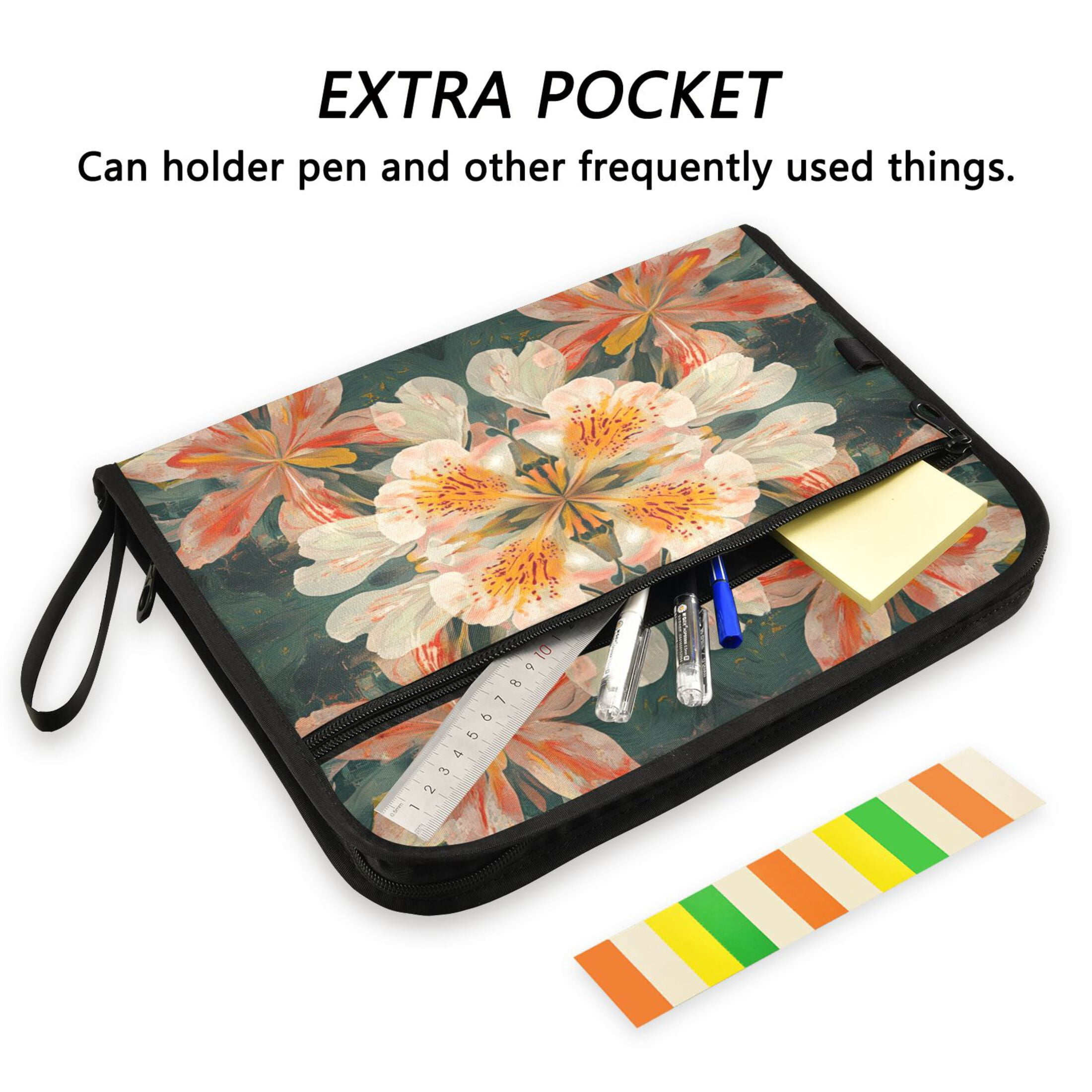 WOBOGO Vintage Floral Patterns Expanding File Folder Letter Size Accordion Filing Organizer 13 Pocket Separate Organ Pocket
