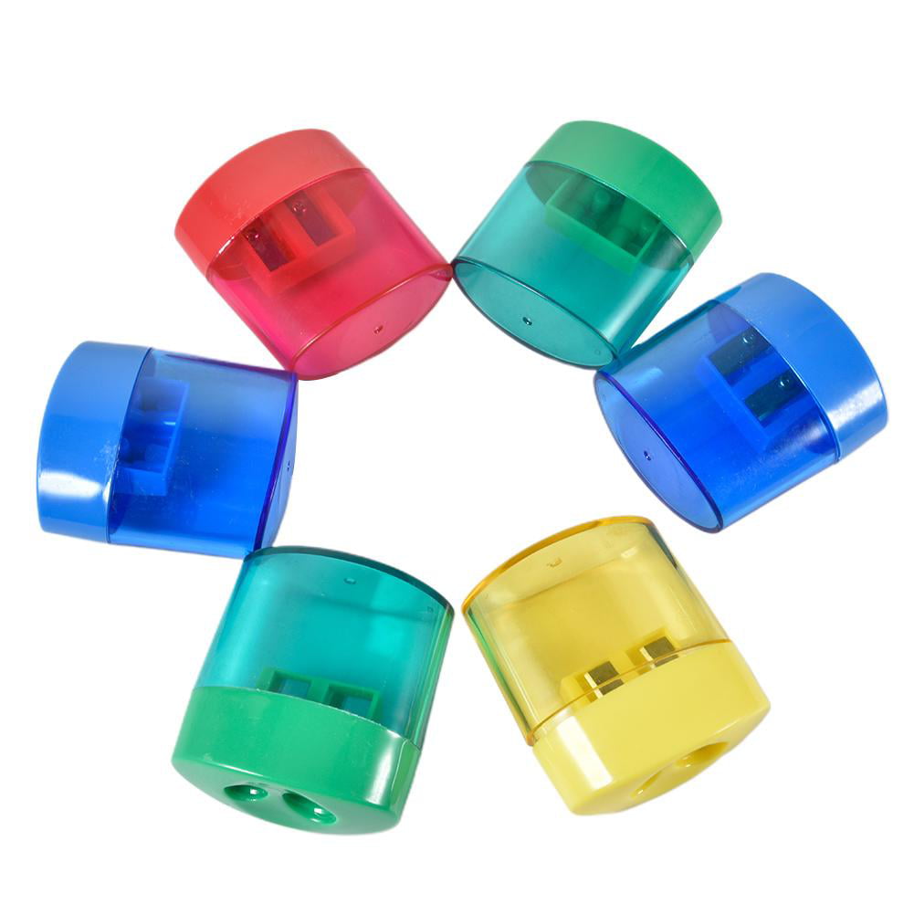 Oval Pencil Sharpeners Professional Non-slip Pencil Sharpeners 2 Holes Hand Held Pencil Sharpener for Kids with Chip Collector 4 PCS 