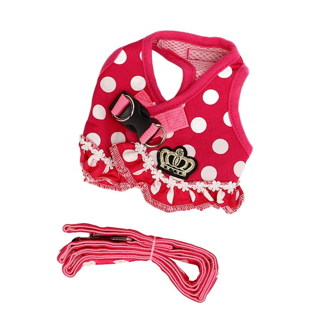 Leash Gilet Chiot, Harnais de Chien Laisse Légère Réglable Points de Conception Escape Proof pour la Formation pour le Jogging Rose S