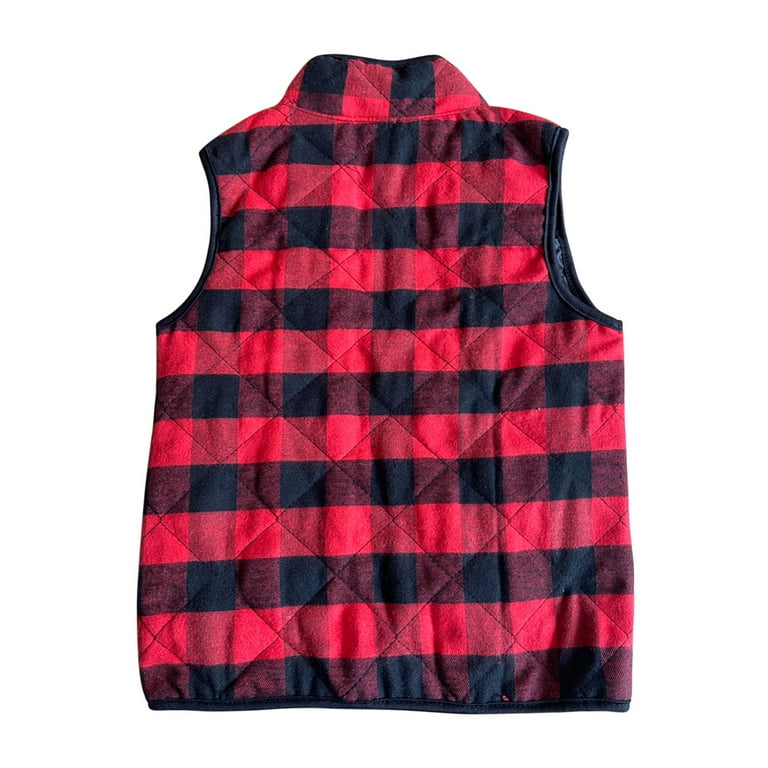 Tarmeek Kid Little Girls Puffer Buffalo Vest Lightweight Plaid Quilted Vest Cute Winter Outwear Padded Outfit 1 6 Years Walmart