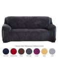 thumbnail image 6 of TOPCHANCES Thicken Velvet Sofa Covers, Stretch Plush Couch Covers for 1 Seater Sofa, Armchair Sofa Slipcover Elastic Furniture Protector with 1pc Free Pillowcase (Dark Gray, Armchair Cover）, 6 of 11
