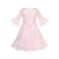 thumbnail image 2 of Girls Dress Pink Lotus Sleeve Lace Princess Party Dress 10 Years, 2 of 6