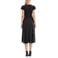 thumbnail image 3 of INSPIRE CHIC Polka Dot Dress for Women's Summer Cap Sleeve V Neck Lace Trim Decor Casual Midi Dresses M Black, 3 of 6