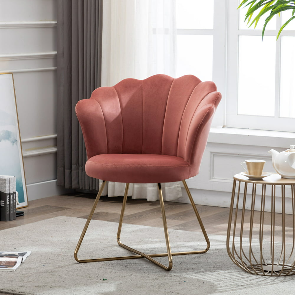 Duhome Velvet Small Accent Chair with Golden Metal Legs
