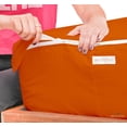 thumbnail image 3 of Zip-On Fitted Sheet Set - Designed for Mattresses with Up to 8" Inch Deep Pockets - Includes 1 Fitted Sheet Base and 2 Zip-On Sheets Twin Size - 600 TC - Orange Color, 3 of 4