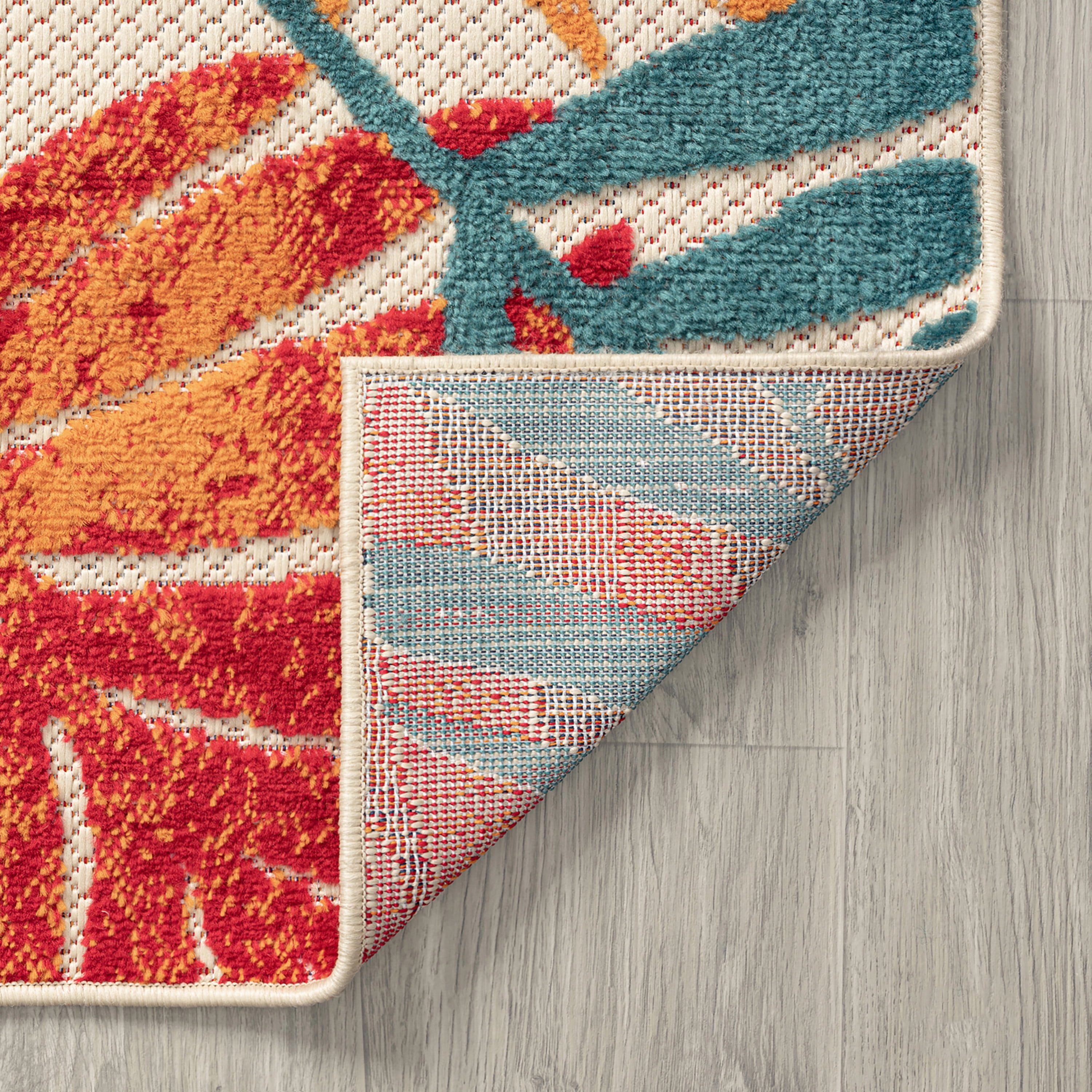 Oasis Modern Floral Multicolor Polypropylene Indoor Outdoor Area Rug, 9'x12' Rectangle