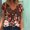 Café, variante sur Débardeurs d'Été Grande Taille pour Femmes Mode Femme Pivoine Imprimé Manches Courtes Col en V Haut Blouses T-Shirt Col en V Femmes en Liquidation