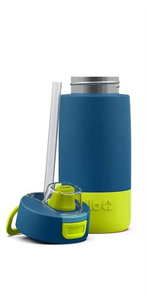 Ello Kids Colby 12oz Stainless Steel Insulated Water Bottle with Straw and Built-In Silicone Coaster (Teal/Green)